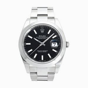 ROLEX Datejust 41 126300 Hellschwarze Armbanduhr mit Bar-Zifferblatt für Herren