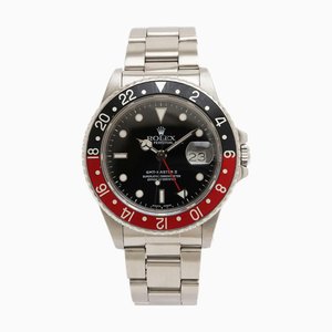 ROLEX GMT Master 2 Red and Black Bezel Dial Date SS Men's Automatic Watch No. 89 16760