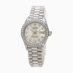 ROLEX 69136G Datejust 10P Reloj con bisel de diamantes Platinum PT Ladies