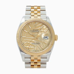 ROLEX Datejust 36 Palm Motif 126233 Golden/Bar Dial Watch Men's