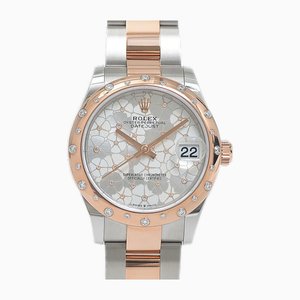 Datejust 31 – Geblümte Armbanduhr mit silbernem Zifferblatt von Rolex