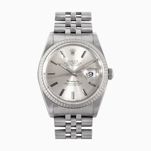 ROLEX Tiffany & Co. Double Name Datejust 16234 SS×WG L Men's Automatic Watch Silver Dial