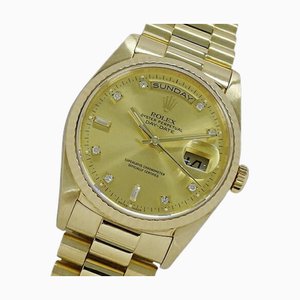 Reloj ROLEX Day-Date 18238A L para hombre, 2P, 8P, diamante, cuerda automática AT 750YG, oro macizo de 18 quilates pulido