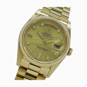 ROLEX Day-Date 18238A L watch men's brand 2P bucket 8P diamond automatic winding AT 750YG 18K solid gold polished