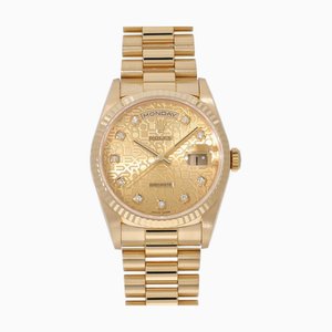 ROLEX Day-Date 18238G T number Champagne carved computer x 10P diamond men's watch