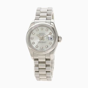 ROLEX 179166G Datejust 10P Diamond Watch Platinum / PT Ladies