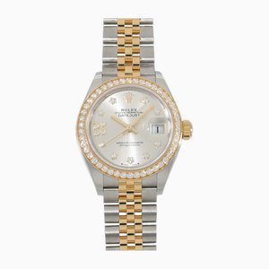 Reloj Lady Datejust 28 plateado con diamantes de Rolex
