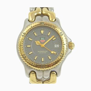 Reloj TAG HEUER Professional Sel WG1220-KO de acero inoxidable x cuarzo bañado en oro con esfera gris para niños