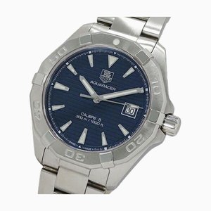 TAG HEUER Aquaracer WAY2112 BA0928 Watch Men's Caliber 5 300m Date Automatic Winding AT Stainless Steel SS Silver Blue Polished