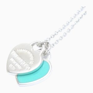 Return to Double Heart Tag Necklace in Blue & Silver from Tiffany & Co.