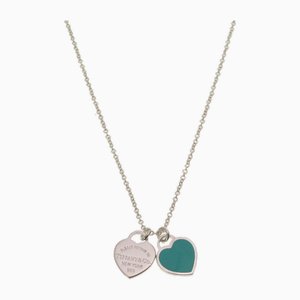 Collar con colgante con doble etiqueta en forma de corazón de plata de Tiffany & Co.