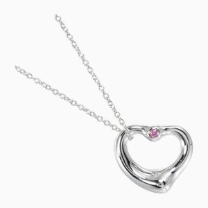 Halskette mit offenem Herzen aus Silber mit rosa Saphir von Tiffany & Co.