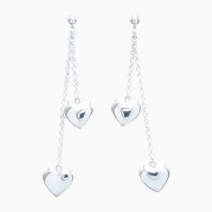 Aretes largos de plata con dos corazones de Tiffany & Co.. Juego de 2