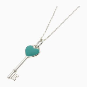 Heart Key Enamel Necklace in Silver from Tiffany & Co.
