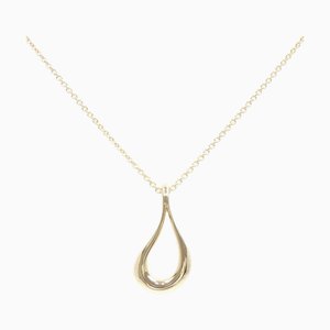 TIFFANY Open Teardrop Necklace Women's K18YG 3.9g 18K Yellow Gold 750 Elsa Peretti Drop A6046818