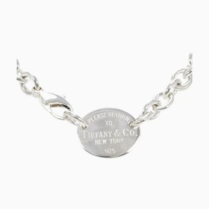 Collar de plata con etiqueta ovalada con punta de retorno TIFFANY Peso total Aprox. 51.1g 39cm Envoltura de joyas gratis
