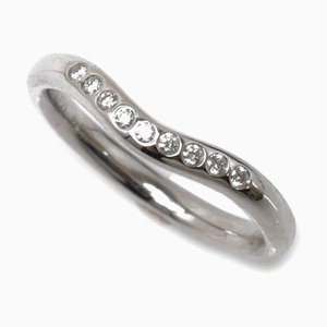 TIFFANY&Co. Pt950 Platinum Curved Band Diamond Ring 60016941 3.5g Women's