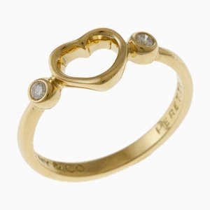 TIFFANY Open Heart Diamond Ring Size 10 18K Yellow Gold Women's &Co.