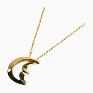 TIFFANY & Co. K18 750 Yellow Gold Crescent Moon Pendant/Necklace Approx. 40.5cm