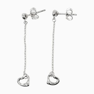 Tiffany & Co. Open Heart Earrings Drop 925 Silver Diamond Approx. 1.54G, Set of 2