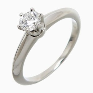 TIFFANY Pt950 0.20ct diamante anello da donna platino n. 5.5