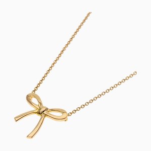 TIFFANY Bow Ribbon Necklace K18 Pink Gold Women's &Co.