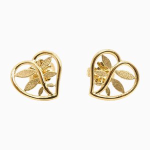 Yellow Gold Heart Leaf Earrings from Tiffany & Co., Set of 2