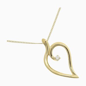 TIFFANY&Co. Leaf Heart Necklace K18 Yellow Gold x Diamond Approx. 4.0g Women's I222323008