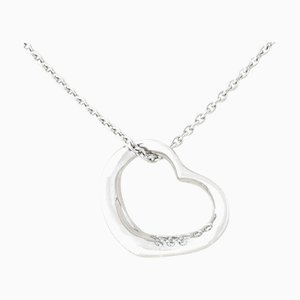 TIFFANY & Co. collier pendentif coeur ouvert platine diamant 41 cm 01-B124836