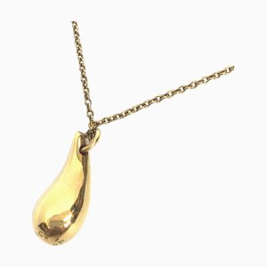TIFFANY & Co. Elsa Peretti Teardrop Pendant Necklace K18 750 YG Yellow Gold