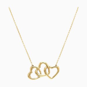 TIFFANY&Co. Triple Open Heart Pendant Necklace K18YG Yellow Gold