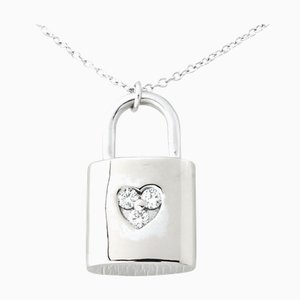 TIFFANY & Co. Pendant Necklace Lock 3P Diamond 750 [K18WG] 01-E148684