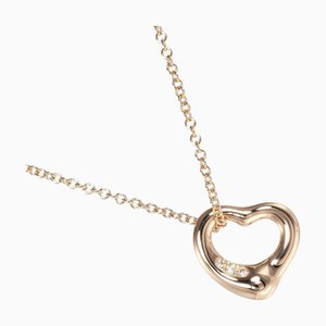 TIFFANY&Co. Open Heart 11mm Necklace K18 PG Pink Gold 3P Diamond Approx. 2.91g I112223148