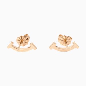Tiffany & Co. K18Pg Pink Gold T Smile Earrings 60150754 1.6G Women's, Set of 2