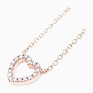 TIFFANY&Co. Metro Heart Necklace Diamond 750PG Pink Gold K18RG Rose 290936