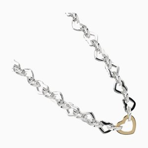 TIFFANY&Co. Heart Link Necklace Choker Silver 925 K18 YG Yellow Gold I112223047