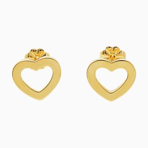Tiffany Heart K18Yg Yellow Gold Earrings, Set of 2