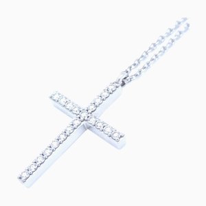 TIFFANY&Co. Metrocross Necklace Medium Diamond K18WG White Gold 290772