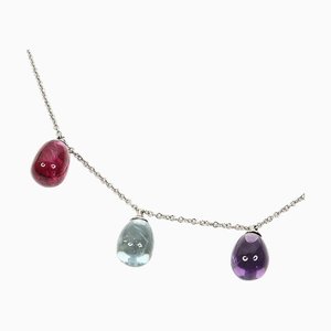 TIFFANY Rainbow Drop Necklace K18WG Multicolor Amethyst Aquamarine Tourmaline