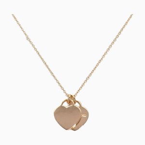 Collier TIFFANY Return Toe Double Heart Mini K18PG en or rose