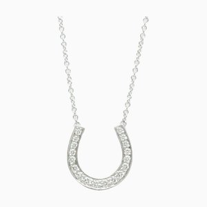 TIFFANY Collana di Diamanti a Ferro di Cavallo in Platino 950 Diamanti Uomo,Collana con Ciondolo Moda Donna [Argento]