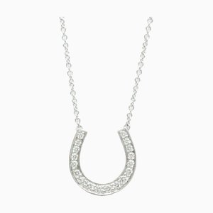 TIFFANY collar de diamantes en forma de herradura platino 950 diamantes para hombres, collar con colgante de moda para mujeres [plata]
