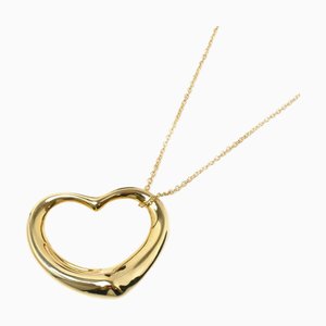 TIFFANY&Co. K18YG Yellow Gold Open Heart Large Necklace 10.0g 46cm Women's