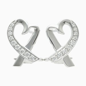 Tiffany Loving Heart Paloma Picasso K18Wg White Gold Earrings, Set of 2