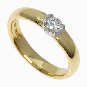 TIFFANY 1P Diamond Ring K18 Yellow Gold/PT950 Women's &Co.