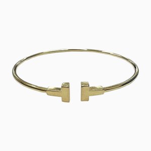 TIFFANY&Co. T Wire Narrow Bracelet K18YG 6.0g Yellow Gold Bangle Accessory Ladies