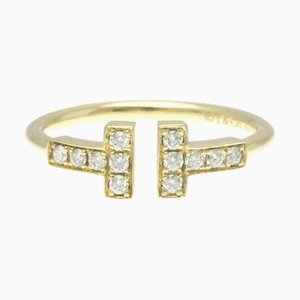 Anillo de alambre TIFFANY T de oro amarillo [18K] Anillo de banda de diamantes de moda en oro
