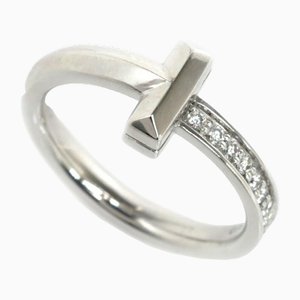 Weißgoldener T One Ring mit schmalem Diamanten von Tiffany & Co.