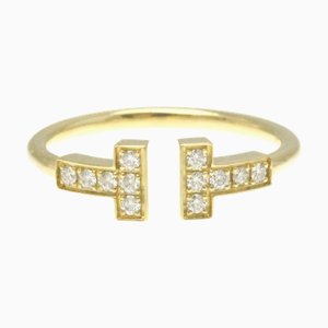 Anillo de alambre TIFFANY T de oro amarillo [18K] Anillo de banda de diamantes de moda en oro