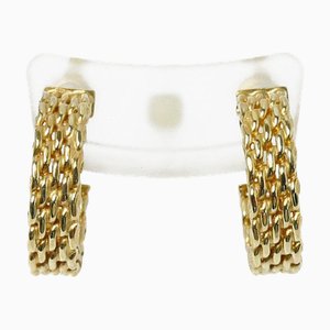 Tiffany & Co. K18Yg Yellow Gold Somerset Mesh Hoop Earrings 8.3G Women's, Set of 2